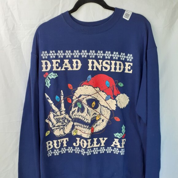Dead Inside But Jolly AF - New XL Navy Blue Sweatshirt - Picture 1 of 8